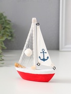 Сувенирная модель корабля «Парусная лодка с якорем на парусе», дерево, бело-красный, 11×2.5×14 см  (артикул 10962659)  большой выбор товаров оптом и в розницу по низким ценам с доставкой