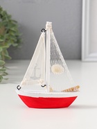Сувенирная модель корабля «Парусная лодка с якорем на парусе», дерево, бело-красный, 11×2.5×14 см  (артикул 10962659)  большой выбор товаров оптом и в розницу по низким ценам с доставкой