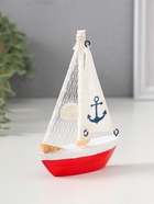 Сувенирная модель корабля «Парусная лодка с якорем на парусе», дерево, бело-красный, 11×2.5×14 см  (артикул 10962659)  большой выбор товаров оптом и в розницу по низким ценам с доставкой
