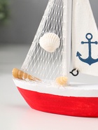 Сувенирная модель корабля «Парусная лодка с якорем на парусе», дерево, бело-красный, 11×2.5×14 см  (артикул 10962659)  большой выбор товаров оптом и в розницу по низким ценам с доставкой