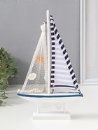 Сувенирная модель корабля дерево «Парусник с чайкой», бело-синий, 16.5×4.5×27.5 см  (артикул 10962662)  большой выбор товаров оптом и в розницу по низким ценам с доставкой