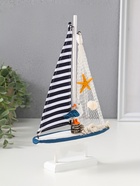 Сувенирная модель корабля дерево «Парусник с чайкой», бело-синий, 16.5×4.5×27.5 см  (артикул 10962662)  большой выбор товаров оптом и в розницу по низким ценам с доставкой