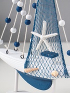 Сувенирная модель корабля дерево «Парусник с морской звездой на парусе», бело-синий, 17.5×4×31 см  (артикул 10962663)  большой выбор товаров оптом и в розницу по низким ценам с доставкой