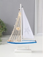 Сувенирная модель корабля дерево «Парусник с морской звездой на парусе», бело-синий, 16.5×4.5×27.5 см  (артикул 10962665)  большой выбор товаров оптом и в розницу по низким ценам с доставкой