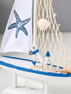 Сувенирная модель корабля дерево «Парусник с морской звездой на парусе», бело-синий, 16.5×4.5×27.5 см  (артикул 10962665)  большой выбор товаров оптом и в розницу по низким ценам с доставкой