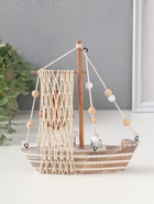 Сувенирная модель корабля дерево «Рыбацкая лодка с якорем на парусе», беж, 16×4×17.5 см  (артикул 10962666)  большой выбор товаров оптом и в розницу по низким ценам с доставкой
