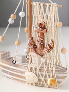 Сувенирная модель корабля дерево «Рыбацкая лодка с якорем на парусе», беж, 16×4×17.5 см  (артикул 10962666)  большой выбор товаров оптом и в розницу по низким ценам с доставкой