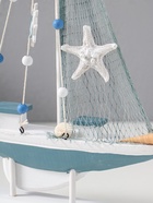 Сувенирная модель корабля дерево «Парусник с якорем и морской звездой», бело-голубой, 21.5×4.5×36 см  (артикул 10962667)  большой выбор товаров оптом и в розницу по низким ценам с доставкой