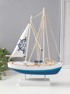 Сувенирная модель корабля светящаяся «Корабль со штурвалом на парусе», дерево, LED-ночник, 2×АА, 28×8.5×39 см  (артикул 10962671)  большой выбор товаров оптом и в розницу по низким ценам с доставкой