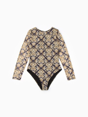 Купальник слитный женский SPF MINAKU, стрейтч-сетка, размер 42 (S), принт золотой