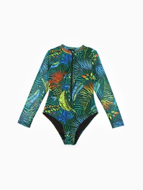 Купальник слитный женский SPF MINAKU, стрейтч-сетка, размер 42 (S), принт тропики