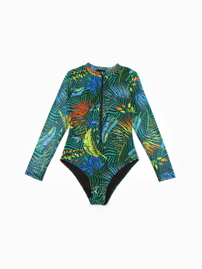 Купальник слитный женский SPF MINAKU, стрейтч-сетка, размер 44 (M), принт тропики