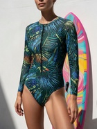 Купальник слитный женский SPF MINAKU, стрейч-сетка, размер 48 (XL), принт тропики - Фото 1