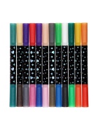 Фломастеры 12 штук, 24 цвета, с блёстками, двусторонние, в пластиковой коробке - Фото 2