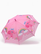 Зонт - трость детский «Слоник», полуавтоматический, R=43/50 см, розовый - Фото 2