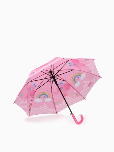 Зонт - трость детский «Слоник», полуавтоматический, R=43/50 см, розовый