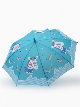 Зонт - трость детский «Зебра», полуавтоматический, R=43/50 см, бирюзовый