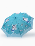 Зонт - трость детский «Зебра», полуавтоматический, R=43/50 см, бирюзовый - Фото 2