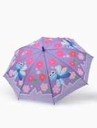 Зонт - трость детский «Стрекоза», полуавтоматический, R=43/50 см, сиреневый - Фото 2