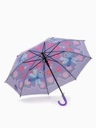 Зонт - трость детский «Стрекоза», полуавтоматический, R=43/50 см, сиреневый - Фото 3