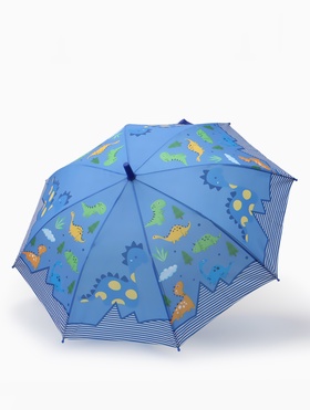 Зонт - трость детский «Динозаврики», полуавтоматический, R=43/50 см, синий