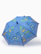 Зонт - трость детский «Динозаврики», полуавтоматический, R=43/50 см, синий - Фото 2