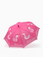 Зонт - трость детский «Лебеди», полуавтоматический, R=43/50 см, розовый - Фото 2