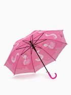 Зонт - трость детский «Лебеди», полуавтоматический, R=43/50 см, розовый - Фото 3