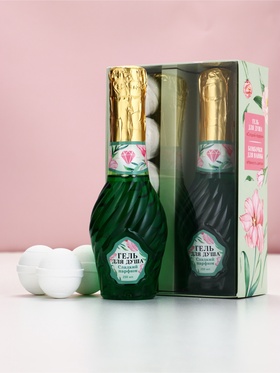 Подарочный набор: гель для душа и бомбочки для ванны, аромат: сладкий парфюм, Чистое Счастье