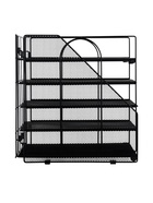 Лоток для бумаг, вертикальный + горизонтальный, 5 отделений, чёрный, металлическая сетка - Фото 3