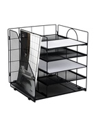 Лоток для бумаг, вертикальный + горизонтальный, 5 отделений, чёрный, металлическая сетка  (артикул 10971408)  большой выбор товаров оптом и в розницу по низким ценам с доставкой