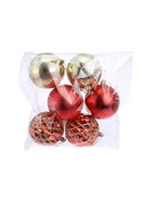 УЦЕНКА Набор шаров пластик d=8 см, 6 шт. «Беата сеточка» золотисто-красный - Фото 2