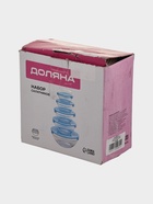 УЦЕНКА Набор салатников с крышками 5 шт: 130/200/350/500/900 мл "Классика" цвет голубой - Фото 2