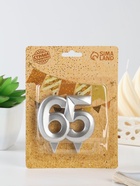 УЦЕНКА Свеча в торт юбилейная «Грань», цифра 65, серебряный металлик, 6.5 см - Фото 2