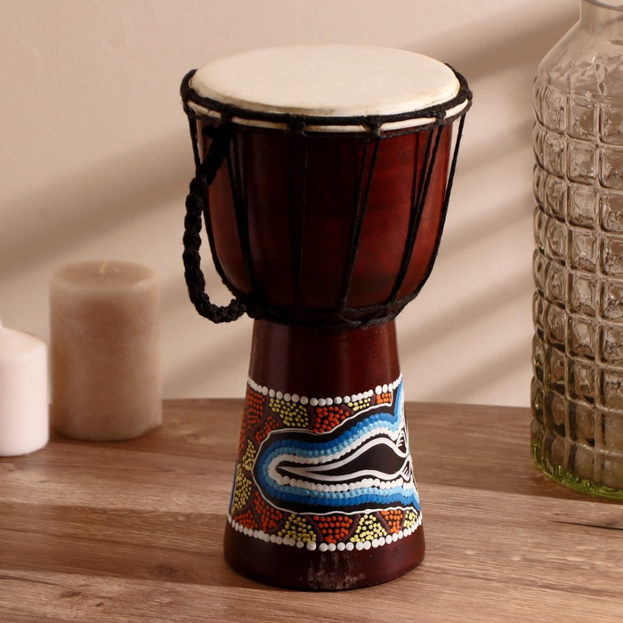 УЦЕНКА Сувенирный музыкальный инструмент «Барабан Джембе узорчатый» 30×16×16 см МИКС - Фото 1