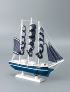 УЦЕНКА Сувенирная модель корабля «Калева», борта синие с белой полосой, 30×7×32 см - Фото 5