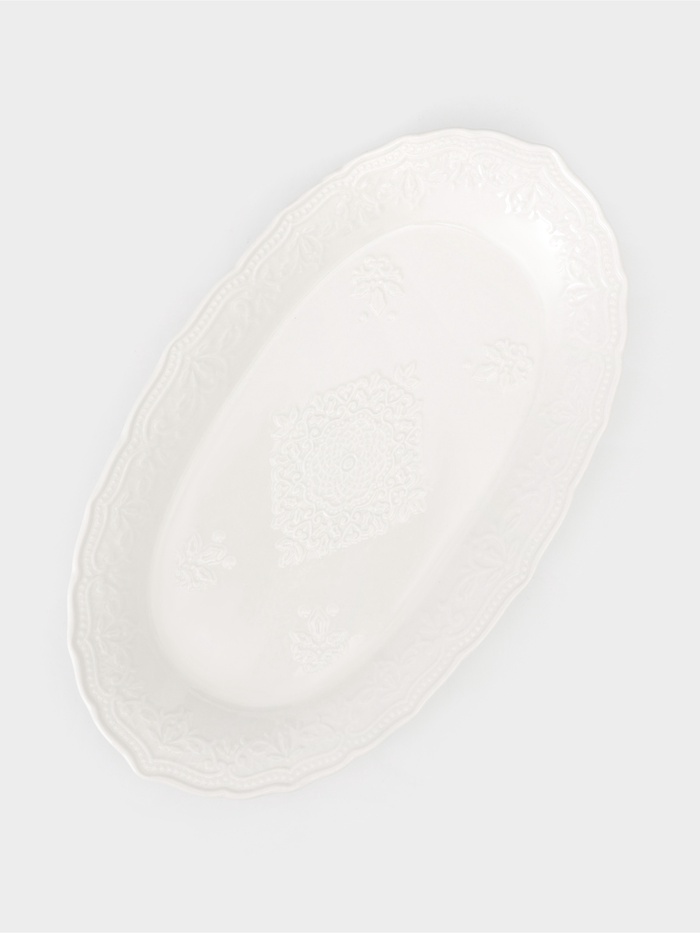 Блюдо сервировочное «Сьюзен», 30×18×3 см, керамика, белое