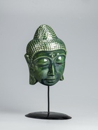 УЦЕНКА Маска «Будда» на подставке, керамика, цв. зелёный, 14×14×26 см - Фото 2