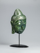 УЦЕНКА Маска «Будда» на подставке, керамика, цв. зелёный, 14×14×26 см - Фото 3