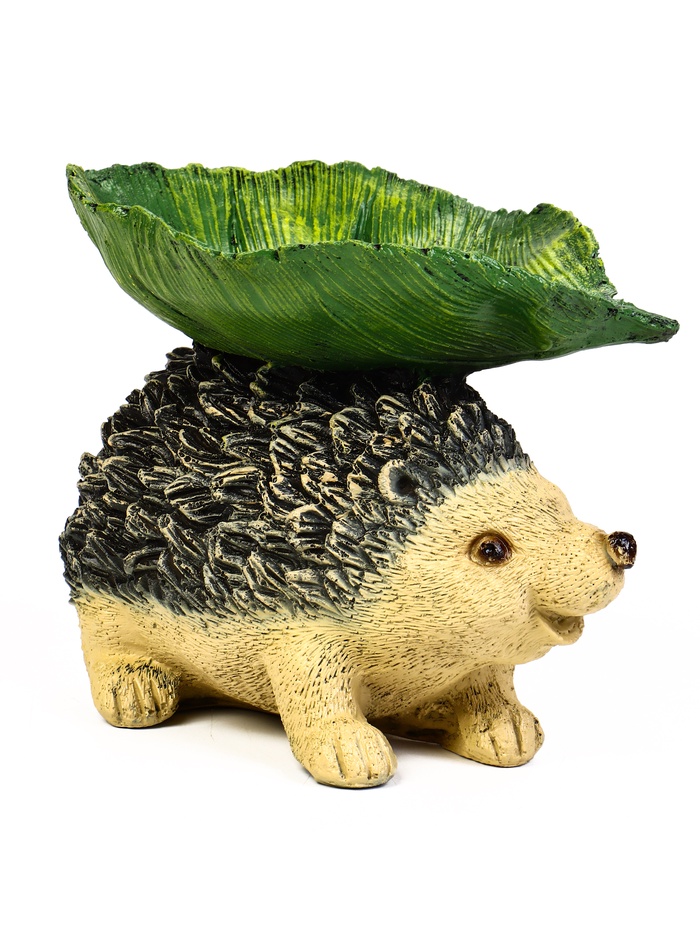Садовая фигура из полистоуна «Ёжик с листом», 21×13×16 см