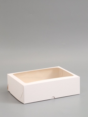 Коробка под 12 капкейков с окном, белая 32.5×25.5×10 см, 5 шт.