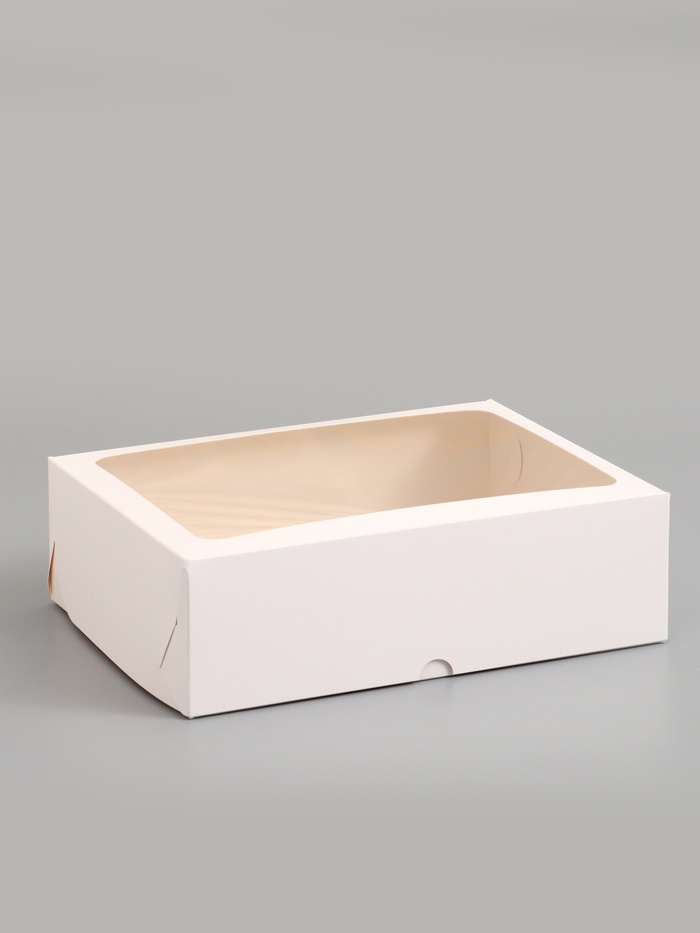 Коробка под 12 капкейков с окном, белая 32.5×25.5×10 см, 5 шт.