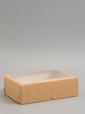 Коробка под 12 капкейков с окном, крафт, 32.5×25.5×10 см, 5 шт.