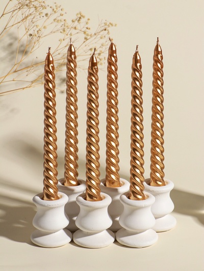 УЦЕНКА Набор свечей витых, 1.9×20 см, 6 шт., шампань