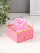 Шкатулка для украшений «Роза в футляре», подарочная, пластик, розовая, 6.8×6.8×7.5 см - Фото 1