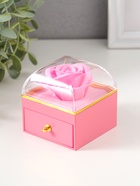 Шкатулка для украшений «Роза в футляре», подарочная, пластик, розовая, 6.8×6.8×7.5 см - Фото 2