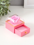 Шкатулка для украшений «Роза в футляре», подарочная, пластик, розовая, 6.8×6.8×7.5 см - Фото 4