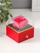 Шкатулка для украшений «Роза в футляре», подарочная, пластик, красная, 6.8×6.8×7.5 см - Фото 1