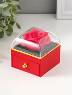 Шкатулка для украшений «Роза в футляре», подарочная, пластик, красная, 6.8×6.8×7.5 см - Фото 2