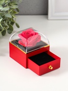 Шкатулка для украшений «Роза в футляре», подарочная, пластик, красная, 6.8×6.8×7.5 см - Фото 4